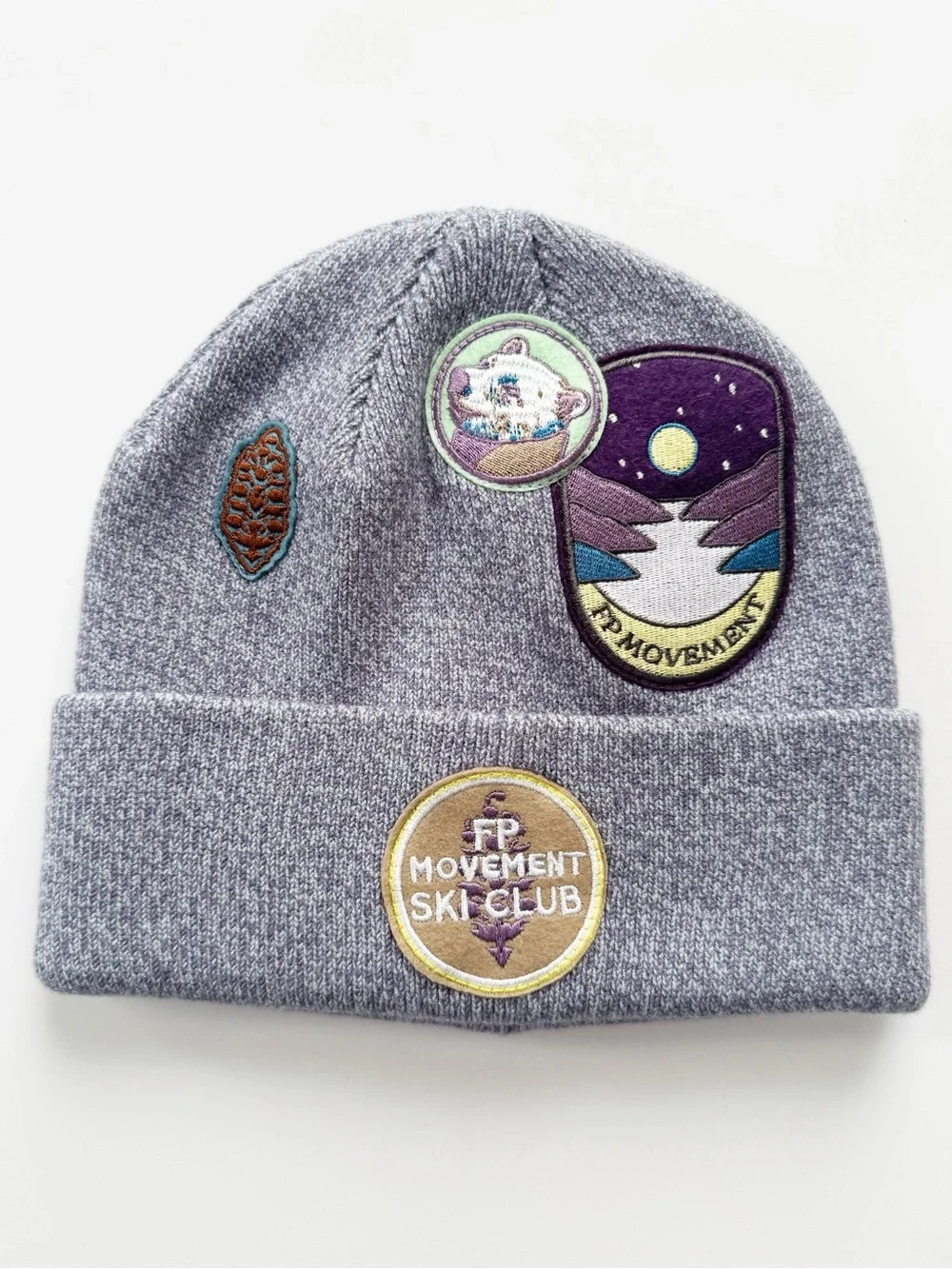 Free People Park Patch Beanie in Grey | NWT